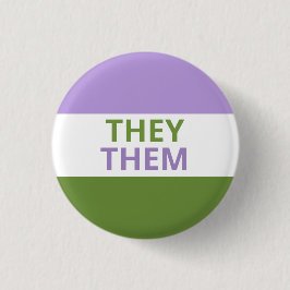 Ze/Them Pronouns Genderqueer Flag Badge Ronde Button 3,2 Cm