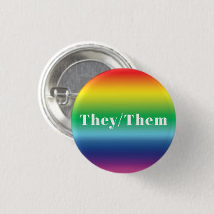 Ze, Them, Pronouns Lgbetq Lgbt Pride Rainbow Ronde Button 3,2 Cm