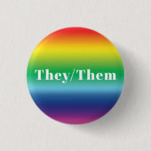 Ze, Them, Pronouns Lgbetq Lgbt Pride Rainbow Ronde Button 3,2 Cm (Voorkant)