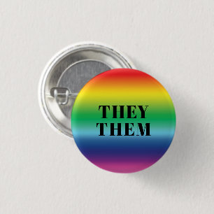 Ze, Them, Pronouns Lgbtq Lgbt Pride Rainbow Ronde Button 3,2 Cm