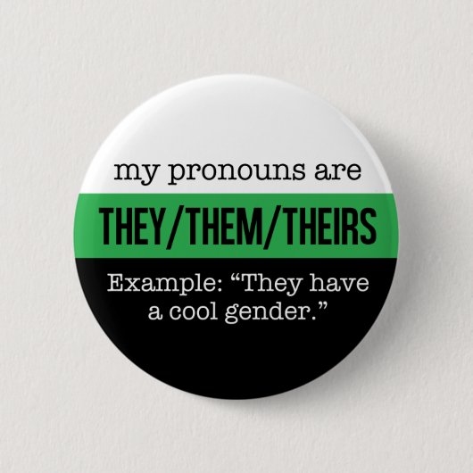 Ze/Them Pronouns - Neutrois Flag Ronde Button 5,7 Cm (Voorkant)