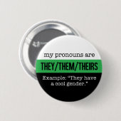 Ze/Them Pronouns - Neutrois Flag Ronde Button 5,7 Cm (Voorkant /achterkant)