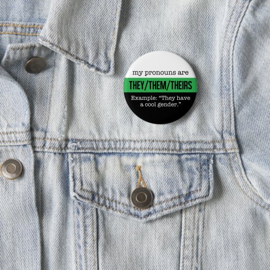 Ze/Them Pronouns - Neutrois Flag Ronde Button 5,7 Cm (In situ)