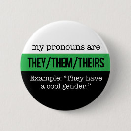 Ze/Them Pronouns - Neutrois Flag Ronde Button 5,7 Cm