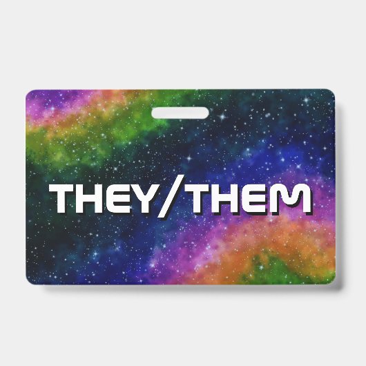 Ze/Them Rainbow Galaxy Badge (Voorzijde)