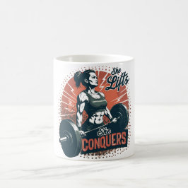 Ze tilt op, ze verovert koffiemok