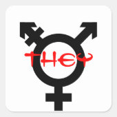 Ze transgender vierkante sticker (Voorkant)