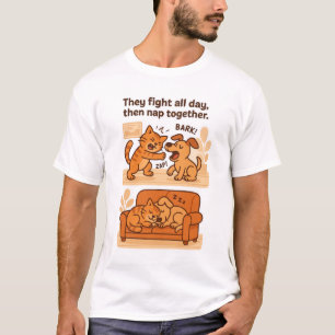 Ze vechten de hele dag, dan dutje samen - T-shirt