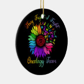 Ze vechten tegen oncologie team Sunflower Oncolog Keramisch Ornament (Rechts)