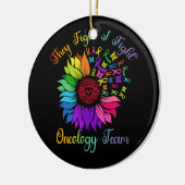 Ze vechten tegen oncologie team Sunflower Oncolog Keramisch Ornament (Links)