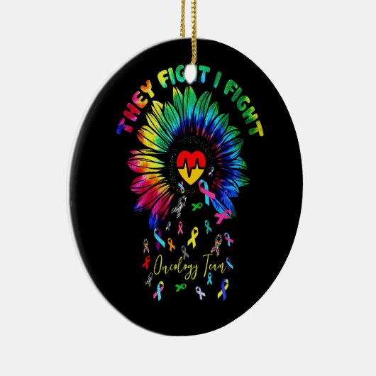 Ze vechten tegen oncologie team Sunflower Oncolog Keramisch Ornament (Rechts)