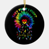 Ze vechten tegen oncologie team Sunflower Oncolog Keramisch Ornament (Voorkant)