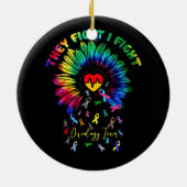 Ze vechten tegen oncologie team Sunflower Oncolog Keramisch Ornament (Achterkant)