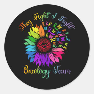 Ze vechten tegen oncologie team Sunflower Oncolog Ronde Sticker