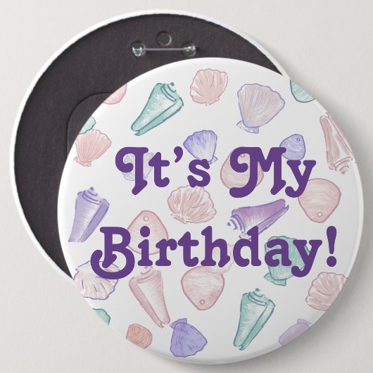 Ze verkoopt Sea Shells Verjaardag Meisje Pin Ronde Button 6,0 Cm (Voorkant /achterkant)