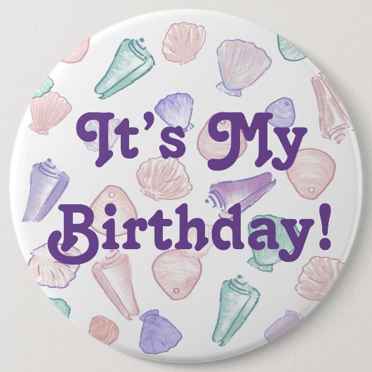 Ze verkoopt Sea Shells Verjaardag Meisje Pin Ronde Button 6,0 Cm (Voorkant)