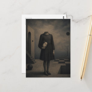 Ze verloor haar hoofd Surrealistische donkere fant Briefkaart