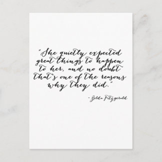 Ze verwachtte stilletjes geweldige dingen briefkaart