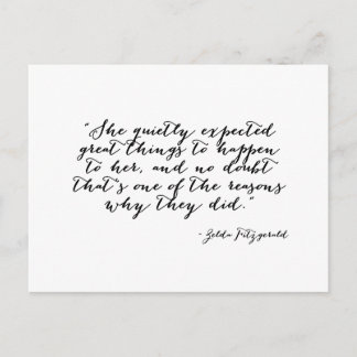 Ze verwachtte stilletjes geweldige dingen briefkaart