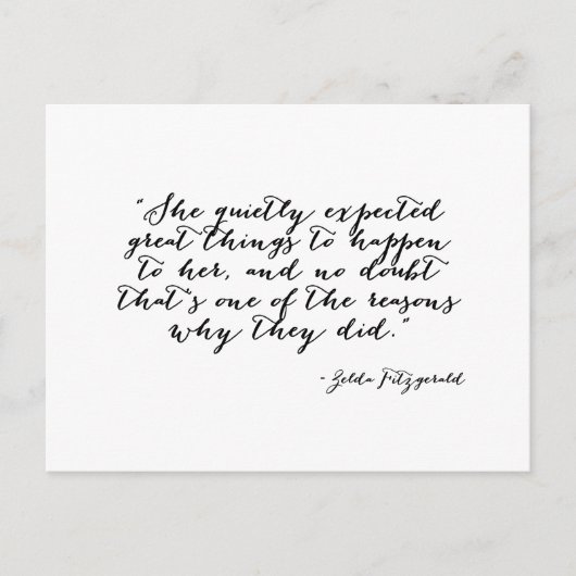 Ze verwachtte stilletjes geweldige dingen briefkaart (Voorkant)