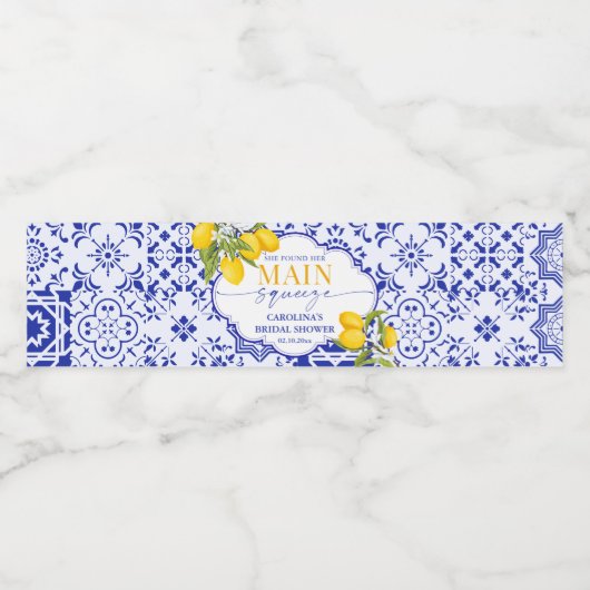 Ze Vierde Haar Bruidsfeest 'Main Squeeze' Waterfles Etiket (Enkel label)