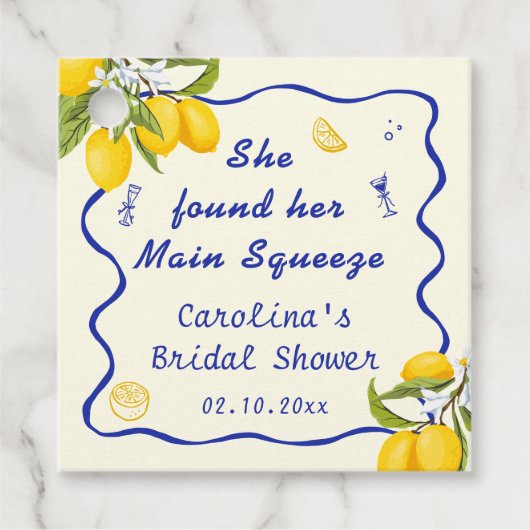 Ze Vierde Haar Bruidsfeestje 'Main Squeeze' Bedankjes Labels (Voorkant)