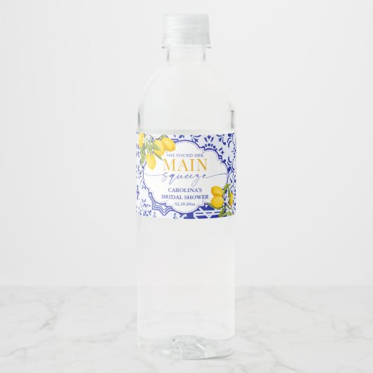 Ze Vierde Haar Bruidsfeestje 'Main Squeeze' Waterfles Etiket (Voorkant)