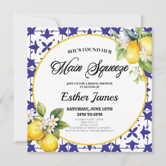 Ze vindt haar hoofdplein Vrijgezellenfeest Lemon Kaart (Voorkant)