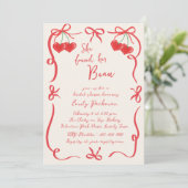 Ze vond haar Beau Bows and Cherries Vrijgezellenfe Kaart (Staand voorkant)