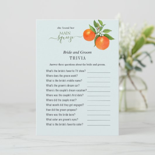 Ze vond haar belangrijkste drukkerij Shower Trivia Kaart (Staand voorkant)