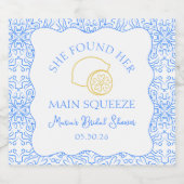 "Ze vond haar belangrijkste knijp" Lemon Vrijgezel Sparkling Wijnetiket (Enkel label)