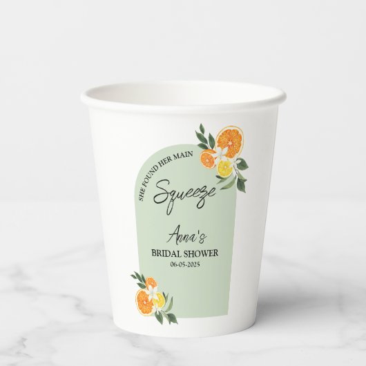 Ze vond haar belangrijkste Vrijgezellenfeest Citru Papieren Bekers (Achterkant)