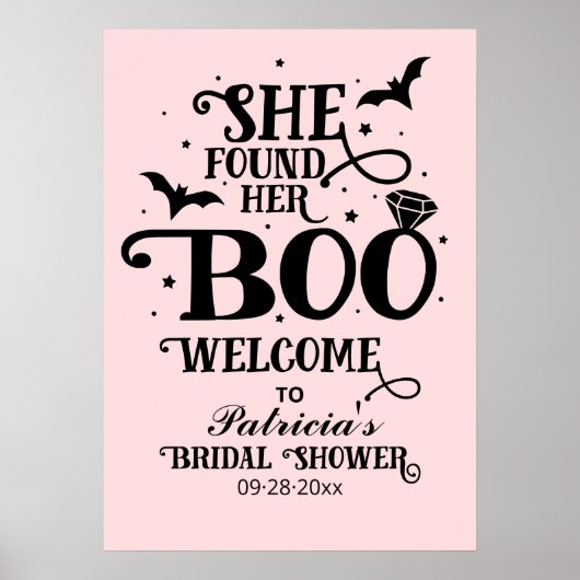 Ze vond haar Boo Bruiloftsborrel Welkomstbord Poster (Voorkant)