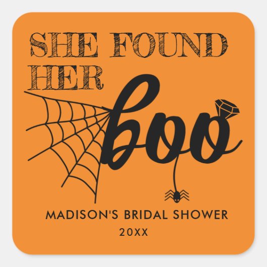 Ze Vond Haar "Boo" Bruiloftsshower Stickers (Voorkant)