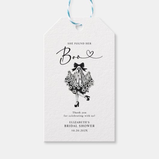 Ze vond haar Boo Geest Bloemige Bruidsdouche Cadeaulabel (Voorkant)
