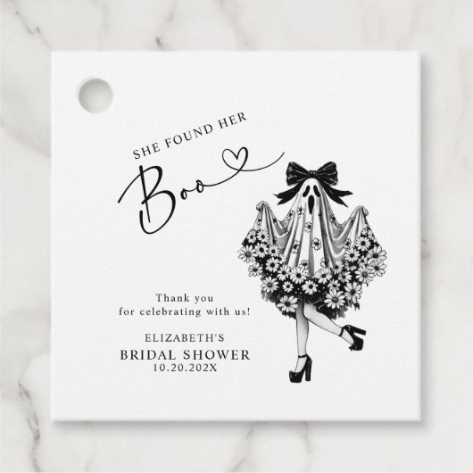 Ze vond haar Boo Ghost Floral Vrijgezellenfeest Bedankjes Labels (Voorkant)