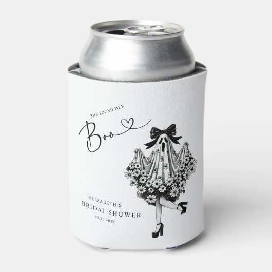 Ze vond haar Boo Ghost Floral Vrijgezellenfeest Blikjeskoeler (Blikje Voorkant)