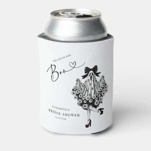 Ze vond haar Boo Ghost Floral Vrijgezellenfeest Blikjeskoeler (Blikje Achterkant)