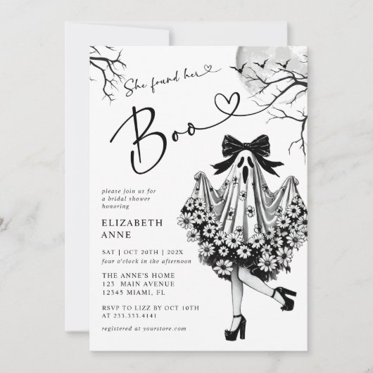 Ze vond haar Boo Ghost Floral Vrijgezellenfeest Kaart (Voorkant)