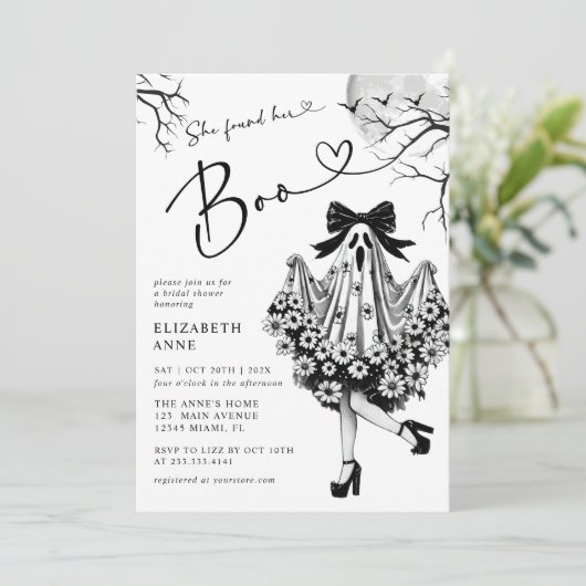 Ze vond haar Boo Ghost Floral Vrijgezellenfeest Kaart (Staand voorkant)