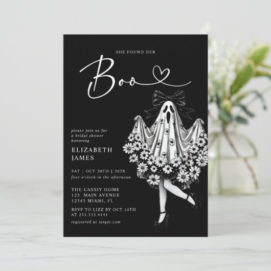 Ze vond haar Boo Ghost Floral Vrijgezellenfeest Kaart (Staand voorkant)