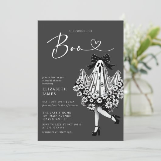 Ze vond haar Boo Ghost Floral Vrijgezellenfeest Kaart (Staand voorkant)