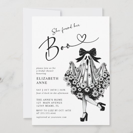 Ze vond haar Boo Ghost Floral Vrijgezellenfeest Kaart (Voorkant)
