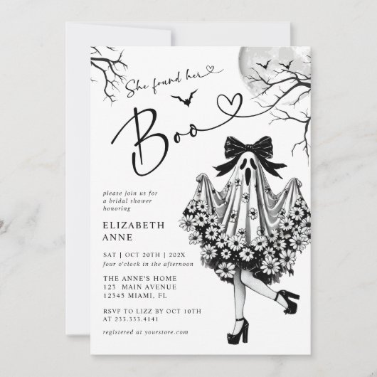 Ze vond haar Boo Ghost Floral Vrijgezellenfeest Kaart (Voorkant)