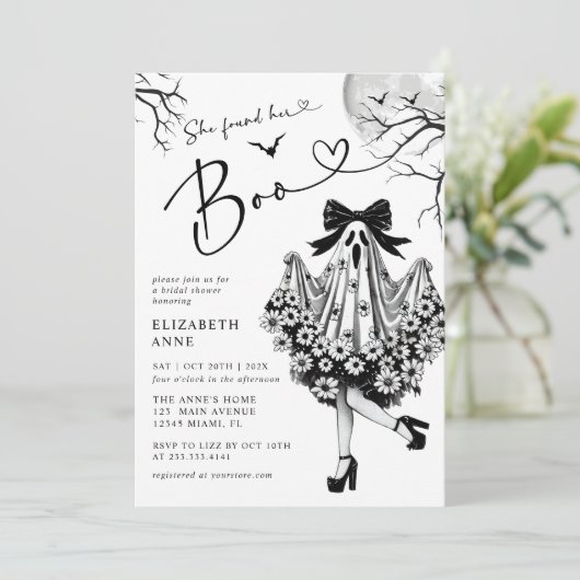 Ze vond haar Boo Ghost Floral Vrijgezellenfeest Kaart (Staand voorkant)
