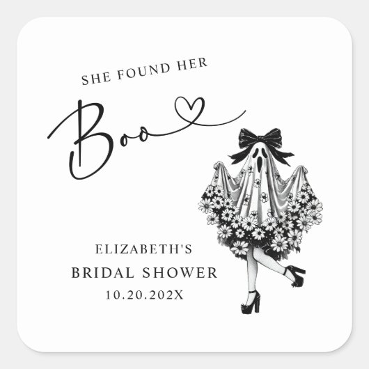 Ze vond haar Boo Ghost Floral Vrijgezellenfeest Vierkante Sticker (Voorkant)