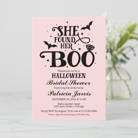 Ze vond haar Boo Halloween Vrijgezellenfeest Invit Kaart (Staand voorkant)