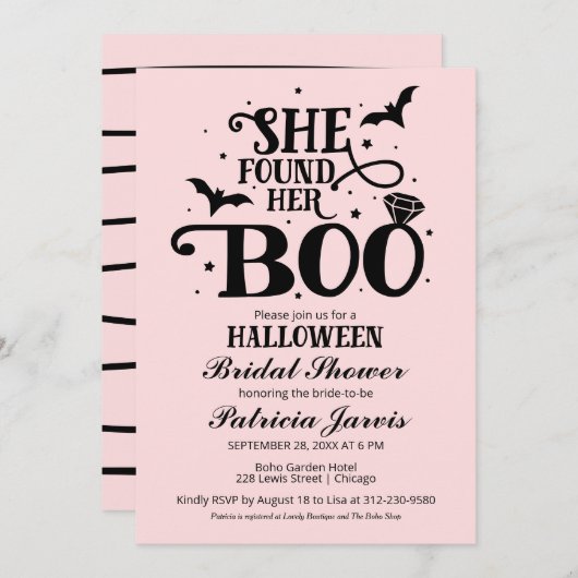 Ze vond haar Boo Halloween Vrijgezellenfeest Invit Kaart (Voorkant / Achterkant)