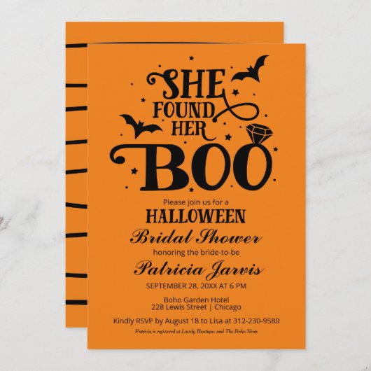 Ze vond haar Boo Halloween Vrijgezellenfeest Kaart (Voorkant / Achterkant)