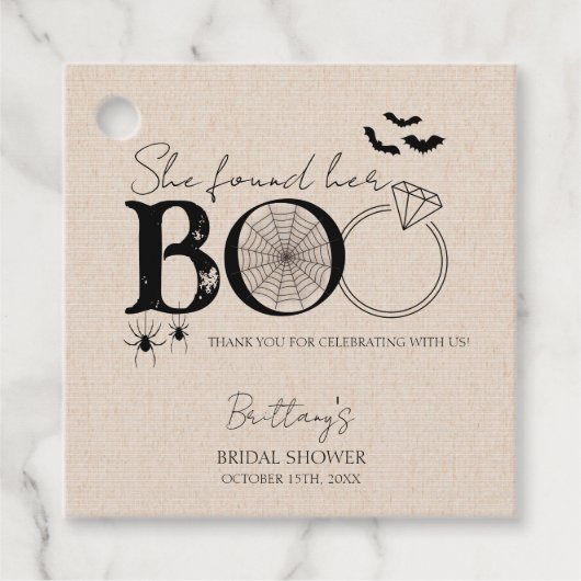 Ze vond haar Boo Rustic Halloween Bruids Bruiloft  Bedankjes Labels (Voorkant)